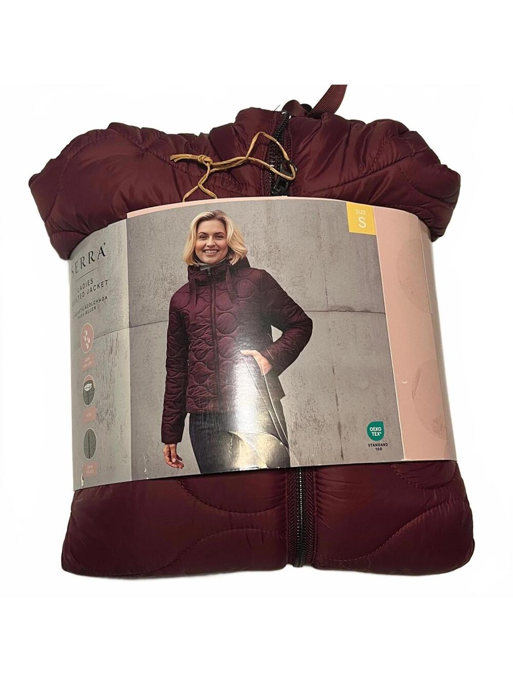 Serra Women’s Burgundy Puffer Jacket Quilted Lightweight Outerwear Winter Coat